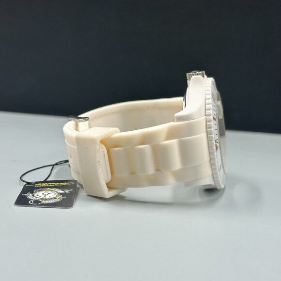 Ed Hardy Watch Women White Silver Floral Dial Silicone Band New Battery main image 16